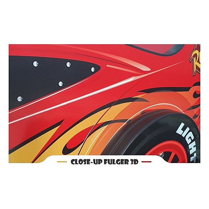 Pat pentru copii Lightning McQueen 3D, Pal melaminat, margini rotunjite PVC, 2-8 ani, 150x82x53 cm, rosu [2]