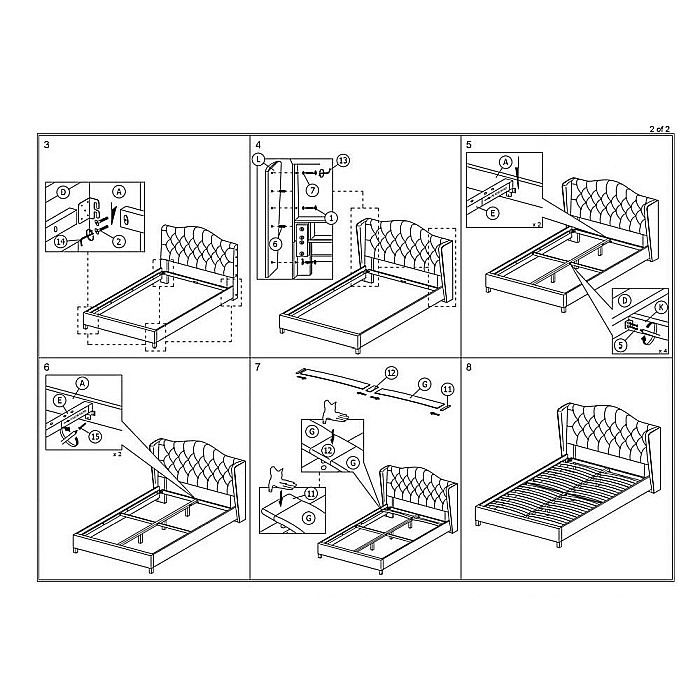 Pat SL Aspen, matrimonial, lemn masiv, tapitat cu catifea, cu somiera, 160x200, gri [3]