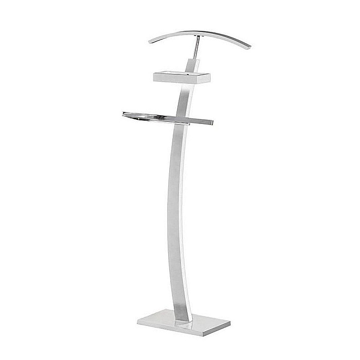 Portmantou suport haine HM WU13, lemn, baza metalica cromata, 117 cm, alb [1]