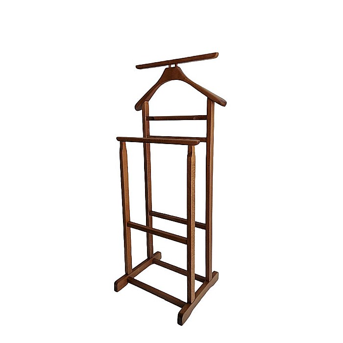 Portmantou suport haine, tip valet, dublu, din lemn masiv, 102 cm, nuc [2]