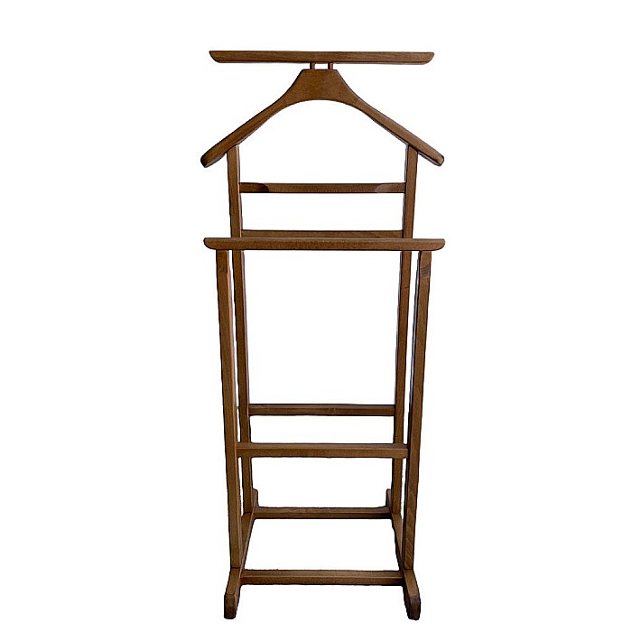 Portmantou suport haine, tip valet, dublu, din lemn masiv, 102 cm, nuc [3]