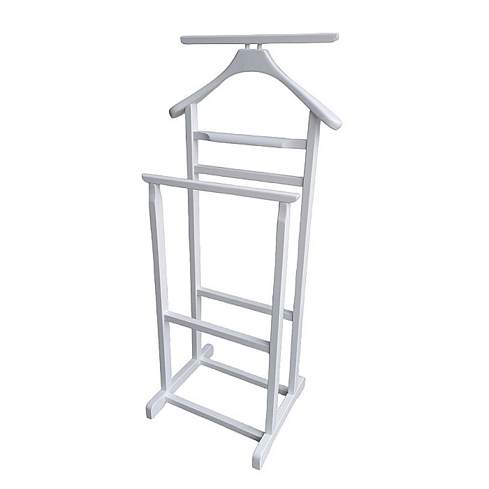 Portmantou suport haine, tip valet, dublu, din lemn masiv, 102 cm, alb [2]
