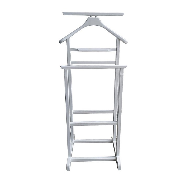 Portmantou suport haine, tip valet, dublu, din lemn masiv, 102 cm, alb [3]
