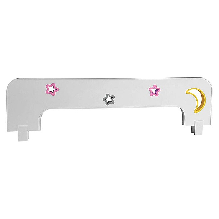 Protectie laterala pentru pat copii Sky F, detasabila, cu decupaje si ornamente, cleme prindere, Pal Melaminat, 70x18 cm, alb [1]