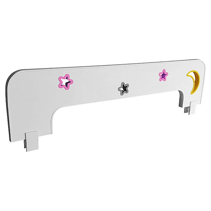 Protectie laterala pentru pat copii Sky F, detasabila, cu decupaje si ornamente, cleme prindere, Pal Melaminat, 70x18 cm, alb [2]