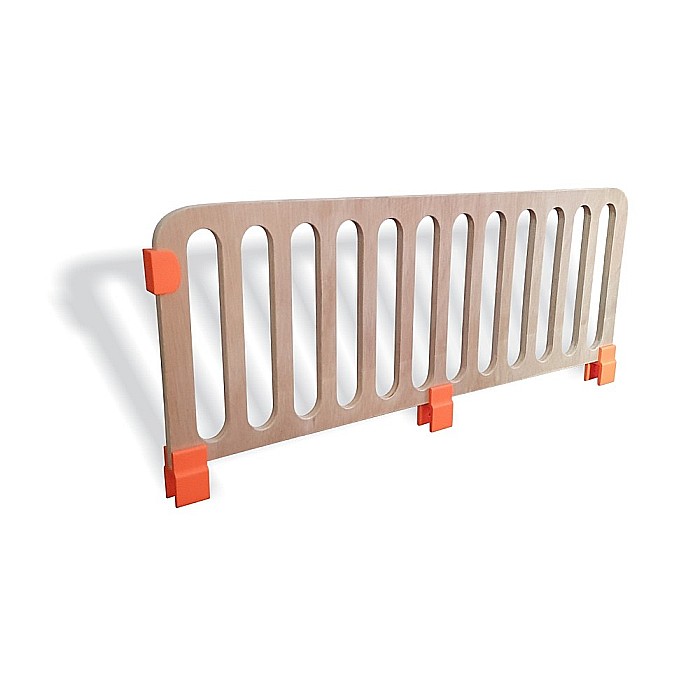 Protectie laterala tip grilaj pentru pat copii detasabila, cu cleme, lemn, 60x23 cm, natur [2]