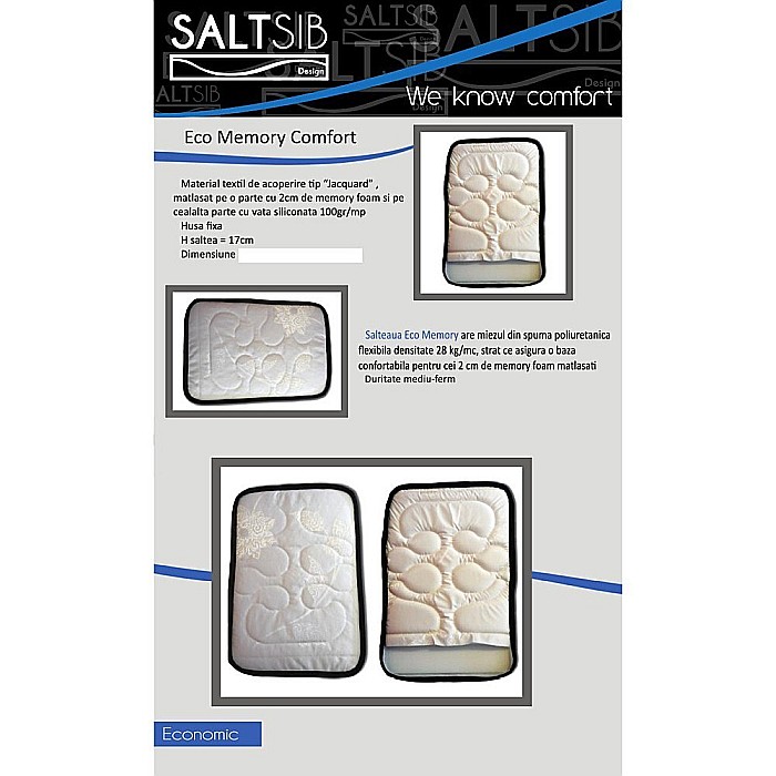 Saltea cu spuma, Venus Eco Memory 140x200x17cm, cu spuma poliuretanica, memory foam 2 cm, fermitate mediu spre tare, Saltsib [5]