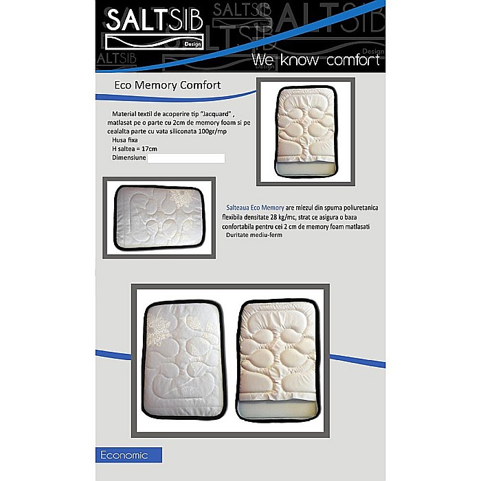 Saltea cu spuma, Venus Eco Memory 160x200x17cm, cu spuma poliuretanica, memory foam 2 cm, fermitate mediu spre tare, Saltsib [8]
