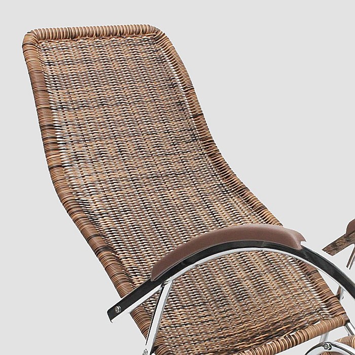 Scaun balansoar HM Ben, ratan sintetic, cadru cromat, 90 kg, maro [2]