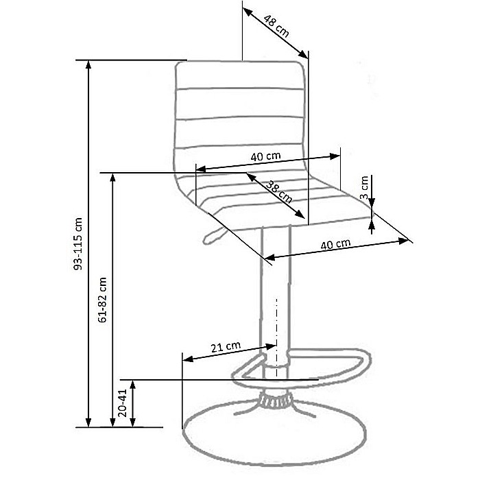 Scaun bar HM H21, Piele ecologica, Inaltime ajustabila, Cu spatar, Rotativ, 90 kg, Negru [3]