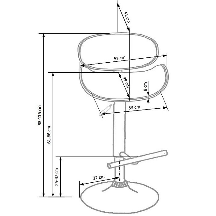 Scaun bar HM H44 negru [5]