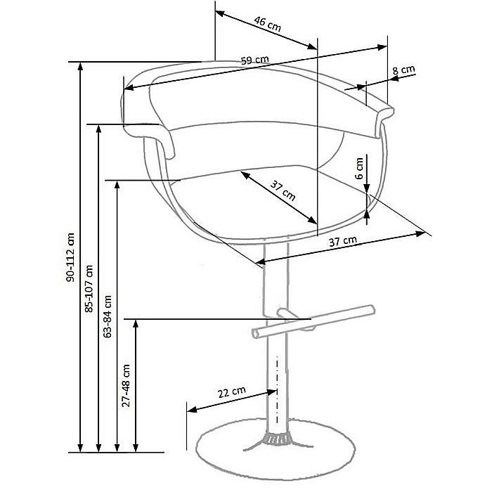 Scaun bar HM H45 negru [3]