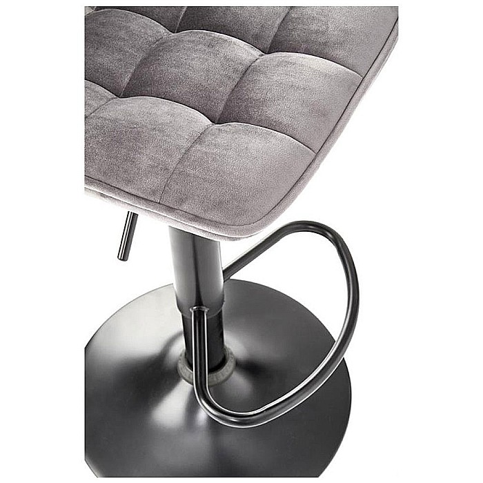 Scaun bar HM H95, baza metalica, suport picioare, stofa tip plus, ergonomic, rotativ, 100 kg, gri [5]
