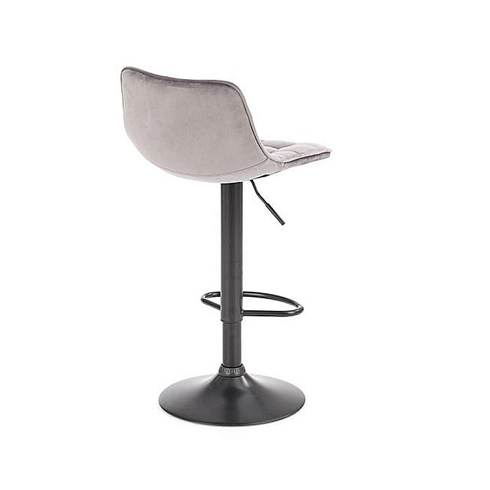 Scaun bar HM H95, baza metalica, suport picioare, stofa tip plus, ergonomic, rotativ, 100 kg, gri [4]