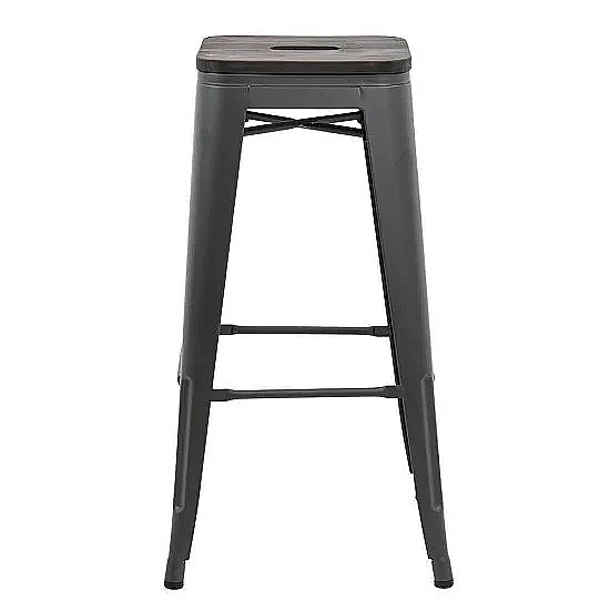 Scaun bar metalic ABS 124, fix, sezut lemn, cu suport picioare, 120 kg [2]