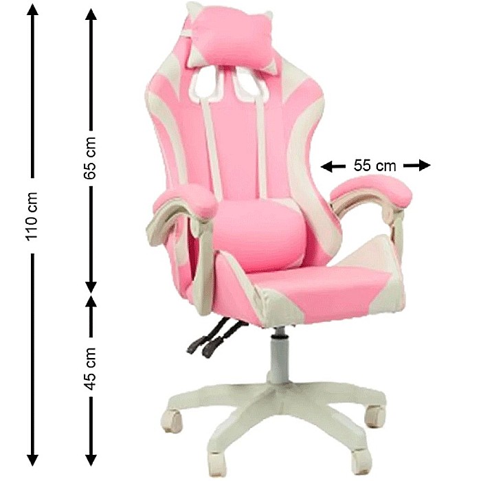 Scaun birou copii AB001, piele ecologica, baza polipropilena, spatar ajustabil, rotatie 360°,100 kg, roz [4]