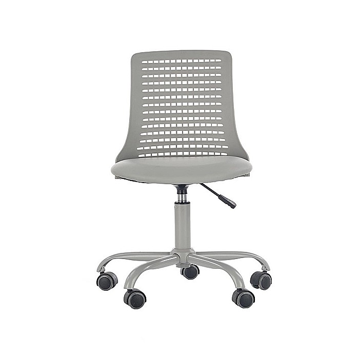 Scaun birou copii din polipropilena HM Pure, piele ecologica, baza vopsita, inaltime reglabila, roti pivotante, 80 kg, gri [3]