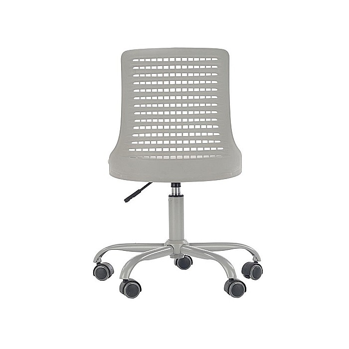 Scaun birou copii din polipropilena HM Pure, piele ecologica, baza vopsita, inaltime reglabila, roti pivotante, 80 kg, gri [4]