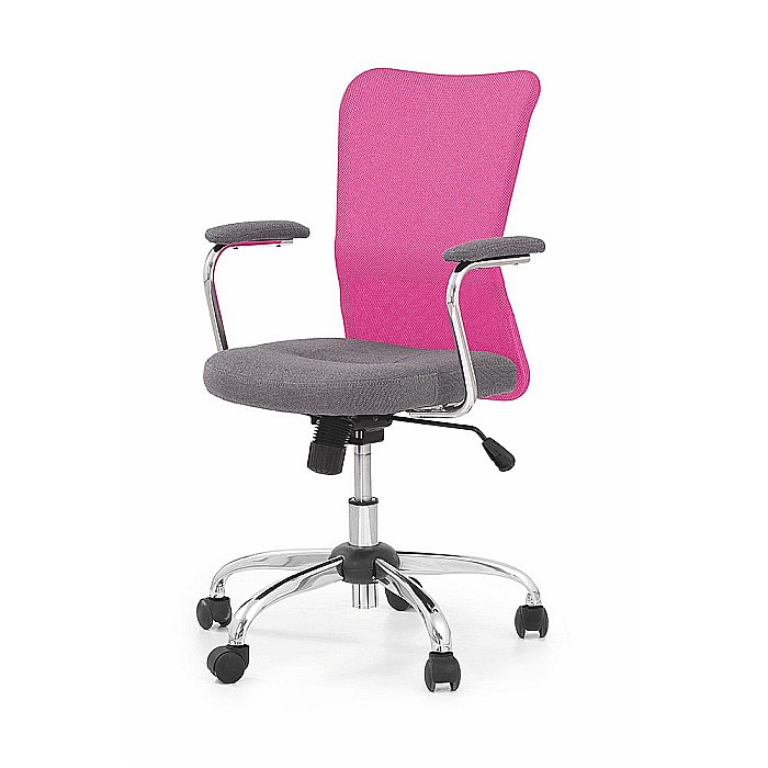 Scaun birou copii HM Andy, mecanism balans, inaltime ajustabila, stofa/piele ecologica, cu brate, 102 kg, roz [2]