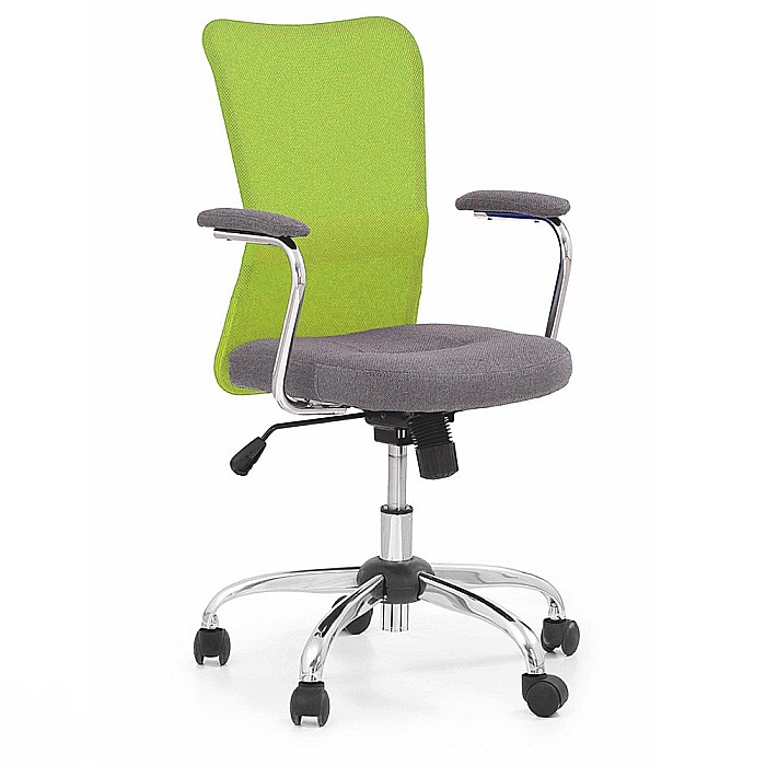 Scaun birou copii HM Andy, Mesh/Stofa, Ergonomic, Cadru Cromat, Inaltime ajustabila, Mecanism balansare, 102 Kg, Verde [1]