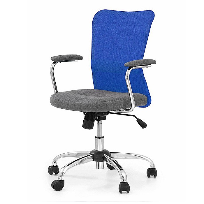 Scaun birou copii HM Andy, Mesh/Stofa, Ergonomic, Cadru Cromat, Inaltime ajustabila, Mecanism balansare, Rotire 360 ˚, 102 Kg, Albastru [2]