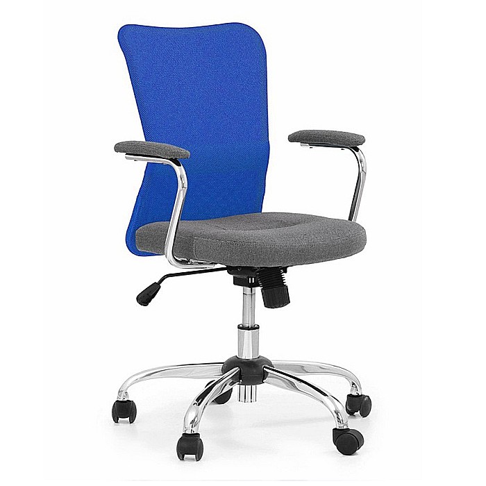 Scaun birou copii HM Andy, Mesh/Stofa, Ergonomic, Cadru Cromat, Inaltime ajustabila, Mecanism balansare, Rotire 360 ˚, 102 Kg, Albastru [1]
