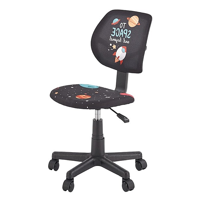 Scaun birou copii HM Bingo, stofa, baza polipropilena, inaltime reglabila, rotatie 360°, 70 kg, negru [2]