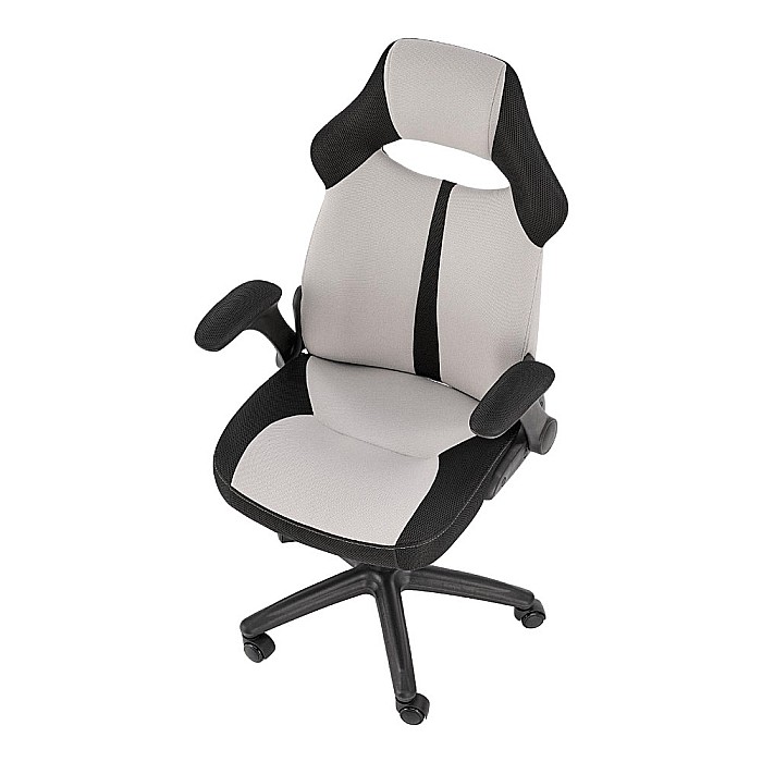 Scaun birou copii HM Bloom, stofa/mesh, baza polipropilena, mecanism de balans, cotiere rabatabile, Gri/Negru [4]