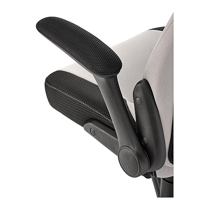 Scaun birou copii HM Bloom, stofa/mesh, baza polipropilena, mecanism de balans, cotiere rabatabile, Gri/Negru [7]