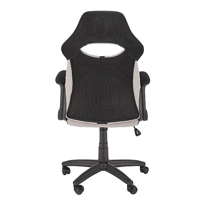 Scaun birou copii HM Bloom, stofa/mesh, baza polipropilena, mecanism de balans, cotiere rabatabile, Gri/Negru [8]