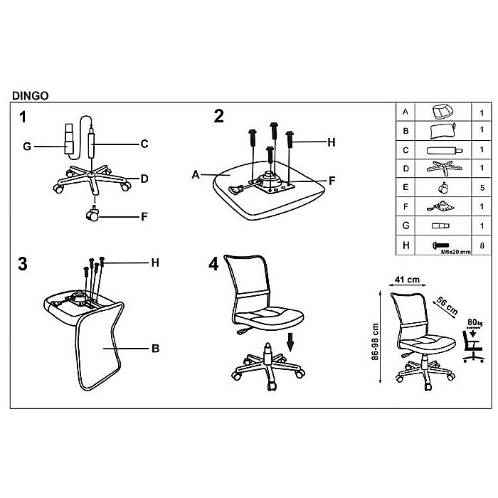 Scaun birou copii HM Dingo, Ergonomic, Cadru Polipropilena, Mesh, Inaltime ajustabila, 80 kg, 98x41x56 cm, Gri [5]
