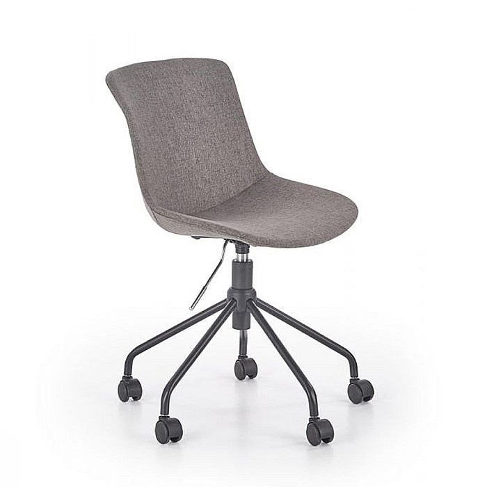 Scaun birou copii HM Doblo, ergonomic, roti pivotante, cadru cromat, stofa, inaltime ajustabila, 100 kg, gri [1]