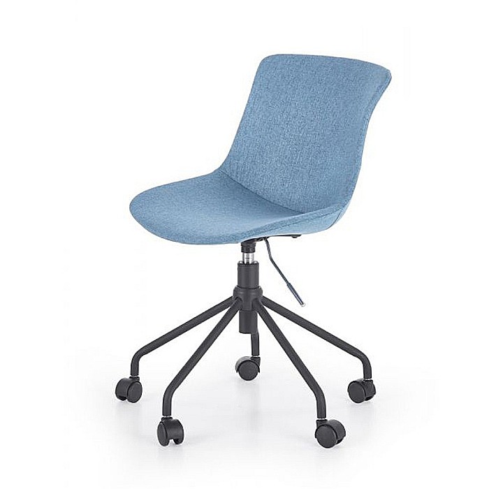 Scaun birou copii HM Doblo, ergonomic, roti pivotante, cadru cromat, stofa, inaltime ajustabila, 100 kg, turcoaz [2]
