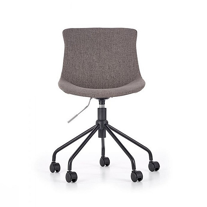 Scaun birou copii HM Doblo, ergonomic, roti pivotante, cadru cromat, stofa, inaltime ajustabila, 100 kg, gri [4]