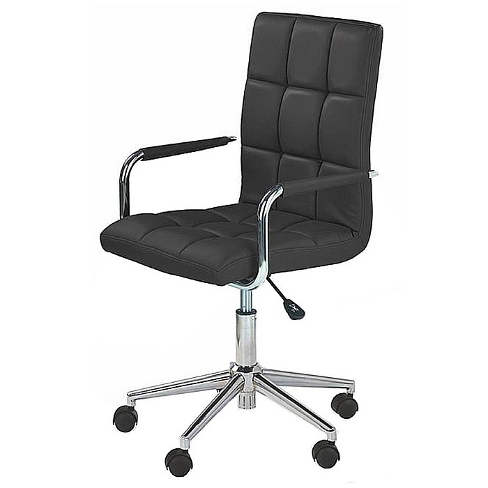 Scaun birou copii HM Gonzo 2, Ergonomic, Cadru metalic, Tapitat cu piele ecologica, Mecanism de balans, Cu brate, 90 Kg, Negru [2]