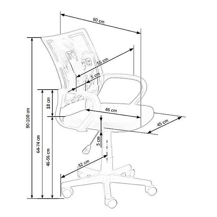 Scaun birou copii HM Hanoi, ergonomic, cu mesh, cadru polipropilena, inaltime reglabila, rotatie 360°, 100 kg, multicolor (resigilat) [4]