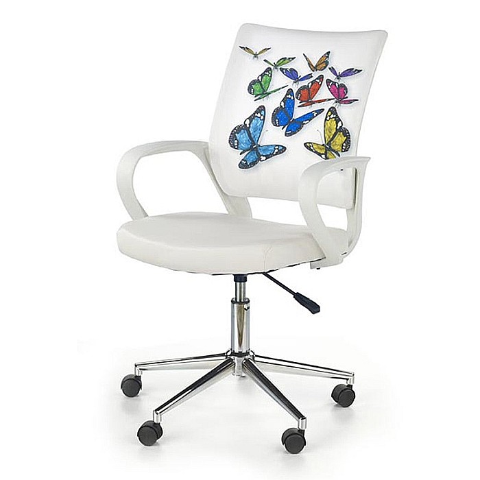 Scaun birou copii HM Ibis Butterfly, Ergonomic, Cadru Metal, Stofa/Piele ecologica, Inaltime ajustabila, 100 Kg, Multicolor [2]