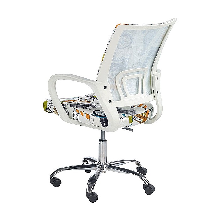Scaun birou copii HM Ibis Paris, Ergonomic, Spatar curbat, Cadru Cromat, Stofa, Inaltime ajustabila, 100 Kg, Multicolor [3]