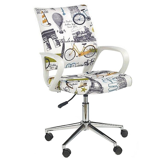 Scaun birou copii HM Ibis Paris, Ergonomic, Spatar curbat, Cadru Cromat, Stofa, Inaltime ajustabila, 100 Kg, Multicolor [2]