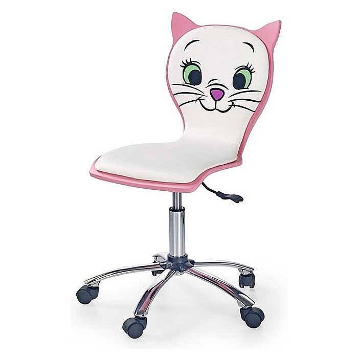 Scaun birou copii HM Kitty 2, Ergonomic, Cadru Polipropilena, Piele ecologica, Inaltime ajustabila, 80 kg, 95x55x35 cm, Alb [2]