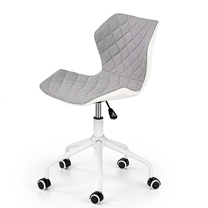 Scaun birou copii HM Matrix 3, stofa/piele ecologica, inaltime reglabila, rotire 360 ˚, roti pivotante, 100 kg, gri/ alb [2]
