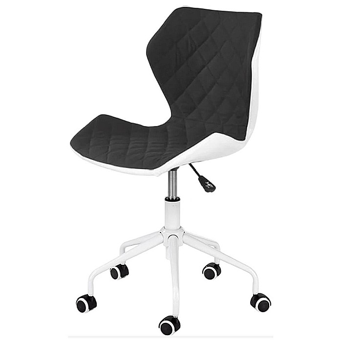 Scaun birou copii HM Matrix 3, stofa/piele ecologica, inaltime reglabila, rotire 360 ˚, roti pivotante, cadru metalic vopsit, 100 kg, negru/alb [2]