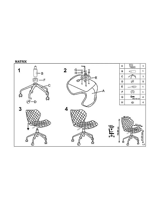 Scaun birou copii HM Matrix 3, stofa/piele ecologica, inaltime reglabila, rotire 360 ˚, roti pivotante, cadru metalic vopsit, 100 kg, negru/alb [3]