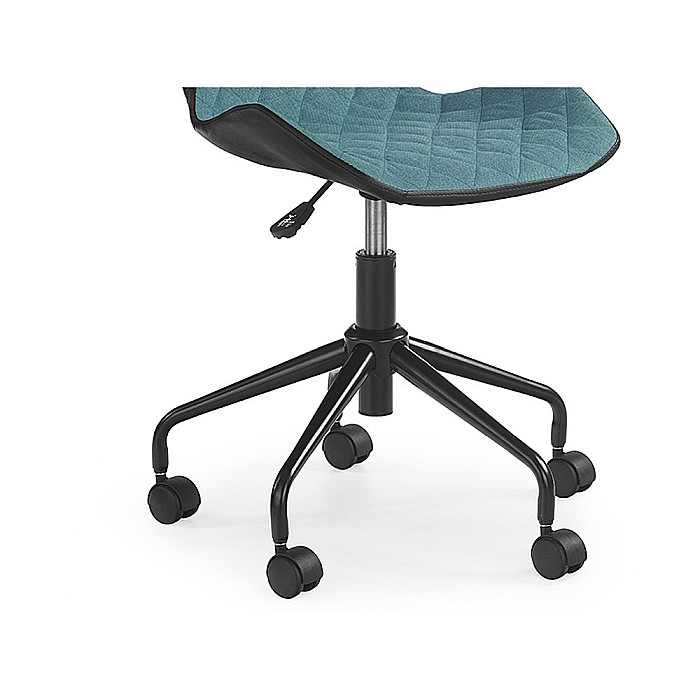Scaun birou copii HM Matrix, Ergonomic, Cadru Cromat, Stofa/Piele ecologica, Roti pivotante, 100 Kg, Negru/Turcoaz [4]