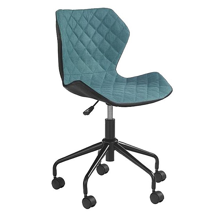 Scaun birou copii HM Matrix, Ergonomic, Cadru Cromat, Stofa/Piele ecologica, Roti pivotante, 100 Kg, Negru/Turcoaz [1]