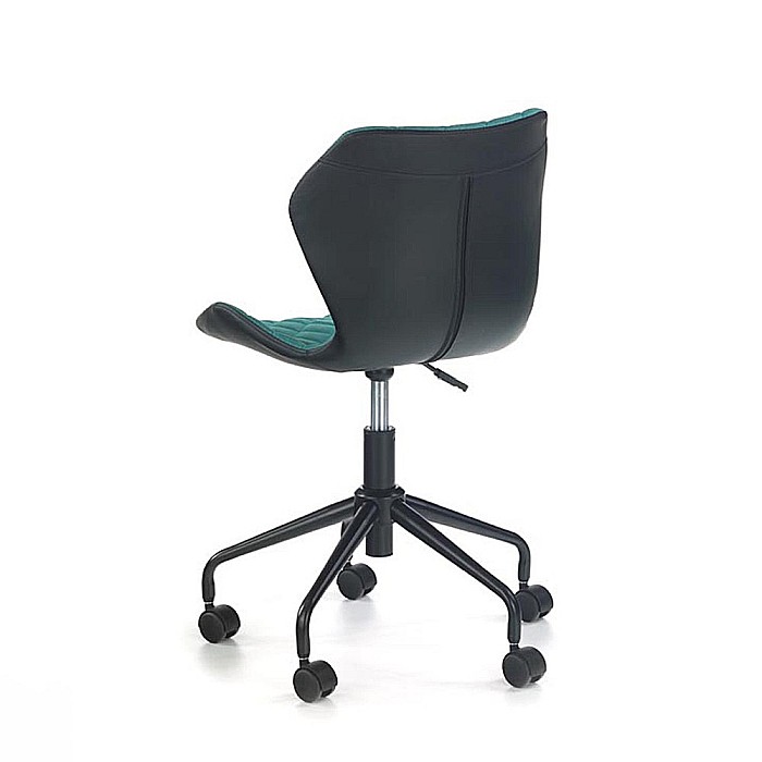 Scaun birou copii HM Matrix, Ergonomic, Cadru Cromat, Stofa/Piele ecologica, Roti pivotante, 100 Kg, Negru/Turcoaz [5]