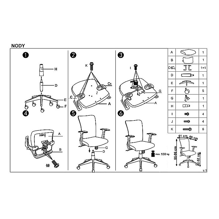 Scaun birou copii HM Nody, mecanism de balans, cu brate, tapiterie stofa, rotire 360 ˚, cadru polipropilena, 100 kg, gri [3]