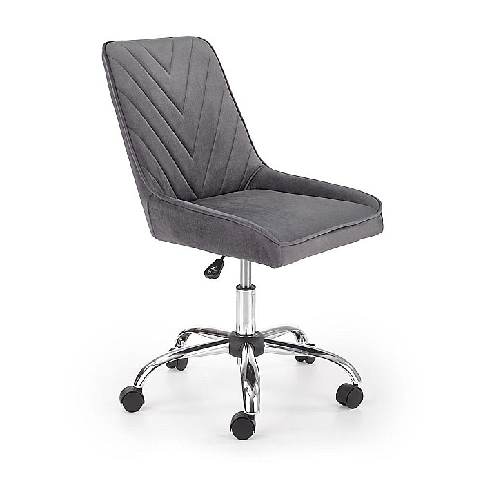 Scaun birou copii HM Rico, ergonomic, stofa tip catifea, cadru polipropilena, 100 kg, gri [1]