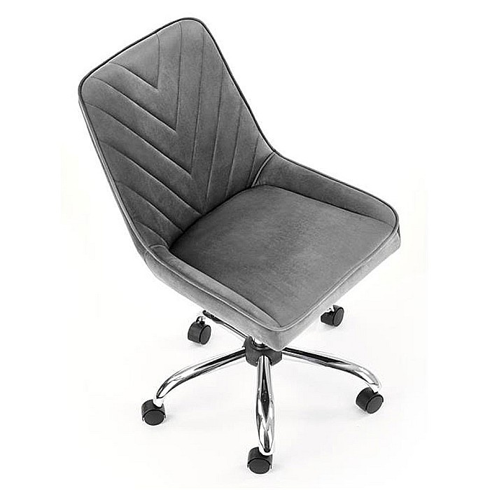 Scaun birou copii HM Rico, ergonomic, stofa tip catifea, cadru polipropilena, 100 kg, gri [3]