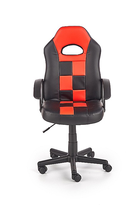 Scaun birou copii HM Storm, piele ecologica, inaltime ajustabila, rotire 360 ˚, 100 kg, negru/rosu [5]